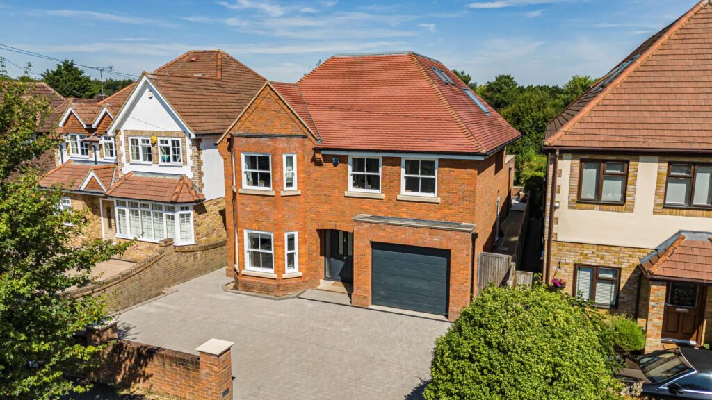 Drone photo of front of awesome home